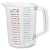 Rubbermaid Commercial Products Bouncer Clear Measuring Cup, 4-Cup/1-Quart, Clear, Strong Food Grade, Easy Read for Liquid/Dry Ingredients, for Home/Professional Kitchen