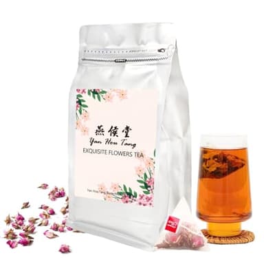 Eilin YHT Rose Black Tea Bags with Red Flower Petals 50 Counts x 3grams