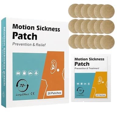 MQUPIN 20 Count Motion Sickness Patches - Fast Acting Relieves Dizziness from Seasickness and carsickness, Suit for Car and Boat Rides, Cruise and Airplane Travel Patches