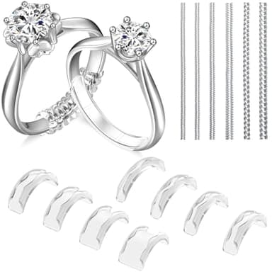 Ring Sizers for Loose Rings, 14 Pack Invisible Ring Size Adjuster Silicone, Ring Guards Spacer Tightener Resizer Fitter for Women Men, Make Ring Smaller Without Resizing Thick Band (Transparent-14PCS)