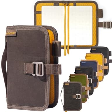 LOCHBY® Mini Field Journal | Water Resistant Waxed Canvas | Pen Loop | Included Tomoe River Notebook | Perfect for Travel, Art, Bullet Journal