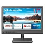 Feihe 17 inch Small Flat Screen Smart TV for Kitchen, RV, or On-The-Go Entertainment - High-Definition Display, Smart Operating System