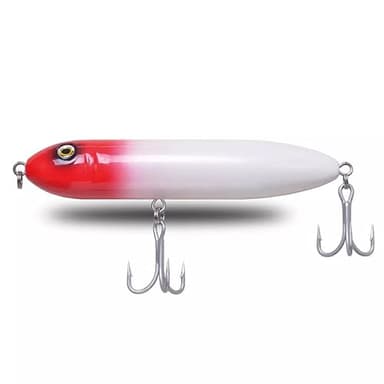 PBFish Topwater Spook Fishing Lure for Big Striped Bass 6.5 Inches Loud Rattle Walk The Dog Action Cast Far Floating Strong Hooks and Split Rings (Red)