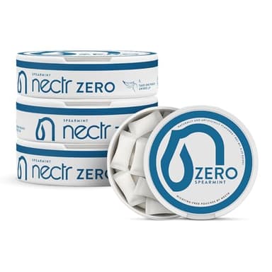 Nectr Energy Zero Pouches - No Caffeine, No Sugar, Zero Calories, Mini Pouches for Oral Fixation and Stress Relief - 4 Pucks of 20 - Spearmint Flavor