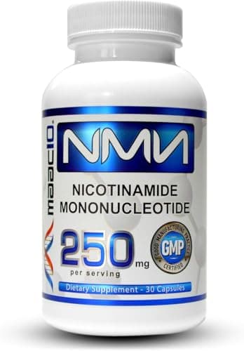 MAAC10 NMN Supplement 250mg Capsules - Genuine NMN Nicotinamide Mononucleotide NAD+ Supplement, Stabilized Form, Pairs Well with Trans-Resveratrol (30 x 250mg Capsules).