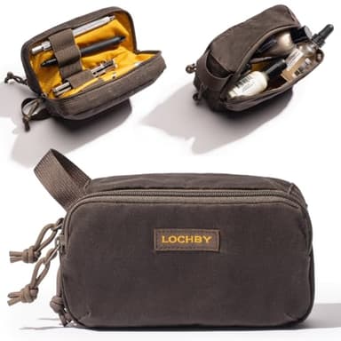 LOCHBY® Mini Venture Pouch | Multipurpose Tactical Mini Tool Bag | Water Resistant Waxed Canvas | Dual-Sided Zipper Pouch | for Motorcycle, Bike, EDC, Pen, Pencil, Art, Tech & Travel