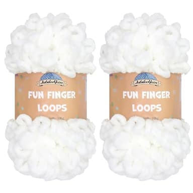 JubileeYarn Fun Finger Loops Yarn - 100g/Skein Jumbo Polyester - White - 2 Skeins