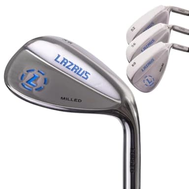 Lazrus Golf | Premium Quality Forged RH 52, 56, 60 Degree Golf Wedge Set for Exceptional Performance, Golf Wedges with Micro Milled Face for Enhanced Spin | Clubs for Men (Silver, RH 52,56,60 Set)
