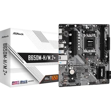 ASRock B650M-HM.2+ AMD AM5 Micro-ATX Motherboard, Supports AMD Ryzen 9000/8000/7000 Series Processors, DDR5 6400+ (OC), PCIe 5.0 M.2, Gigabit LAN, 6+1+1 Power Phase