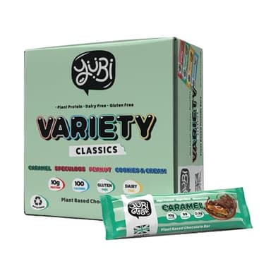 YuBi Bars - Protein Bars - 12 Bar Variety Pack - 100 Calories, 10g of Protein, Low Sugar, Low Carb, Palm Oil Free/Non-GMO, Gluten Free, Dairy Free, Healthy Snack, Non-GMO - 14.8oz (12 Pack, Variety Box)