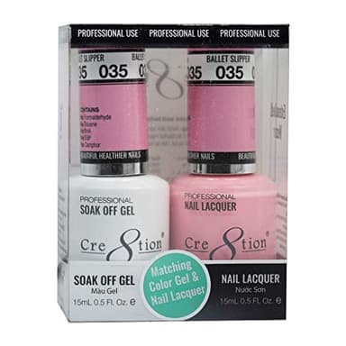 [35 Ballet Slipper] Cre8tion [DuoGel] Perfect Matching Color Gel Soak Off & Nail Lacquer Color Combo Bundle 15mL/0.5 fl oz Bundle