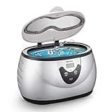 UKOKE 3800S Professional Ultrasonic Jewelry Cleaner Machine, 0.6L Portable Household Timer Device for Eyeglasses, Dentures, Watches, Rings | Silver, Fast Deep Cleaning for Small Accessories