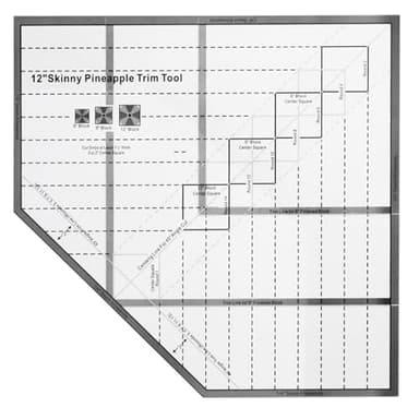 Smgda Pineapple Trim Tool Acrylic Quilting Ruler 12-1/2in x 12-1/2in Patchwork Ruler & Template for Quilt Sewing, Crafting, Pattern Design (Large 12inch)
