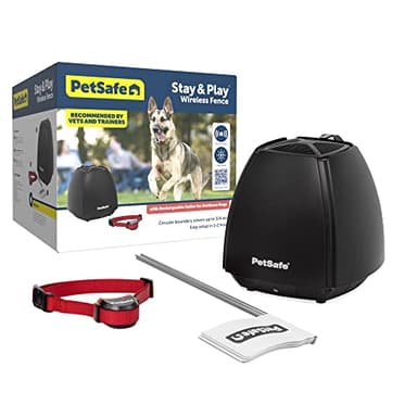 PetSafe Stay & Play Wireless Fence for Stubborn Dogs - America's Safest Wireless Pet Containment System - No Dig Electric Fence with Circular Boundary - Secure 3/4-Acre Yard - for Dogs 5lb+