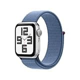 Apple Watch SE (2nd Gen) [GPS 40mm] Smartwatch with Silver Aluminum Case with Winter Blue Sport Loop. Fitness & Sleep Tracker, Crash Detection, Heart Rate Monitor, Carbon Neutral