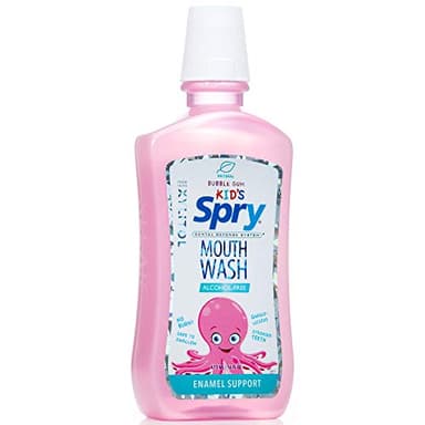 Spry Natural Xylitol Mouthwash Fluoride Free with Enamel Support, Alcohol-Free, Gentle, Non-GMO, Bubble Gum - 16 fl oz (Pack of 1)