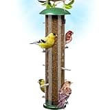 Gray Bunny Thistle & Nyjer Bird Feeders for Outdoors Hanging, Metal Finch Feeder with 16 Small Ports & 8 Metal Perches, Chew Proof, Great for Wild Birds
