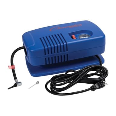 Champion Sports Electric Ball Pump for Basketball, Soccer, Volleyball, with Needle, Gauge, Hose - Quiet, Fast Air Pumps for Balls with up to 125 PSI - Premium Ball Inflator for Gyms, Schools,Blue