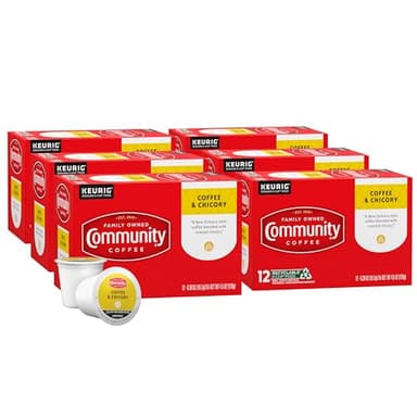 Community Coffee & Chicory 72 Count Coffee Pods, Dark Roast, Compatible with Keurig 2.0 K-Cup Brewers, 12 Count (Pack of 6)