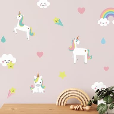 Teddylabels - Unicorn Wall Decals - Easy-to-Apply & Removable Wall Stickers: Transform Your Toddlers Bedroom with Durable, Vibrant Peel-and-Stick Wall Decor – Stickers for Kids