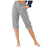 LRMQS Womens Capri Pants Summer Trendy Casual Elastic Waist Cropped Trouser Fashion Resort Wear Beach Vacation Capris Clothes
