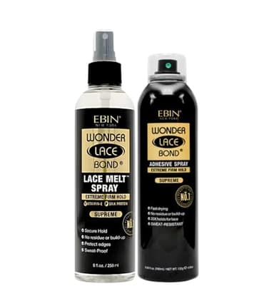 EBIN NEW YORK Wig Glue – Wonder Lace Bond Melt Spray Bundle with Supreme Adhesive Spray Wig Styling & Long-Lasting Hold – Gift Set (2 Items)