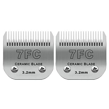 2 Pack Detachable Pet Dog Grooming Clipper Ceramic Blades,Compatible with Andis Size-7FC Cut Length 1/8"(3.2mm),Compatible with Oster A5 Wahl KM10 Series Clippers