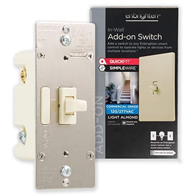 Enbrighten Almond Add QuickFit and SimpleWire, Z-Wave/Zigbee Smart Lighting Controls, Compatible with Alexa, Google Assistant, NOT A STANDALONE Switch, Toggle, 12732