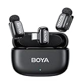 BOYA mini Wireless Lavalier Microphone for Android/Tablets/PC with USB C Plug,Noise Reduction,30H Battery Life with Charging Case,AI Voice Changer,Lapel Microphone Wireless for Video Recording Podcast