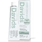 Davids Hydroxi Fluoride Free Nano Hydroxyapatite Toothpaste for Remineralizing Enamel & Sensitive Relief, Whitening, Antiplaque, SLS Free, Natural Peppermint, 5.25oz, Made in USA