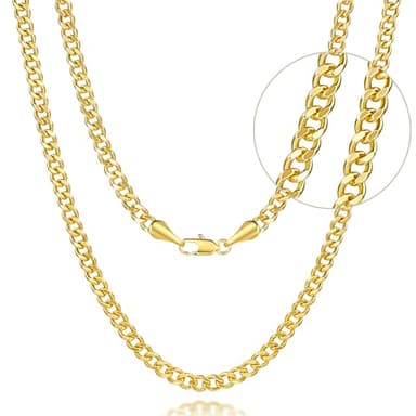 Dejngczs 3.6MM 14K Gold Plated Chain for Mens Necklace 14K Gold Plated Necklaces for Women Trendy Golden Cuban Link Chain for Men Dainty Golden Necklace for Women Non Tarnish Polished Shine with Appeal 16-24IN (20in)