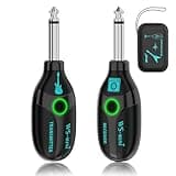 BEEONE 2.4GHz Mini Wireless Guitar System with 4 Channels, Rechargeable Audio Wireless Guitar Transmitter Receiver for Guitar Bass Electric Instruments, Black (Mini Pro, Black)