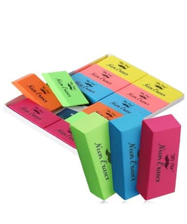 Mr. Pen- Erasers, Pencil Eraser, 12 Pack, Neon Colors, Erasers, Eraser, Eraser Pencil