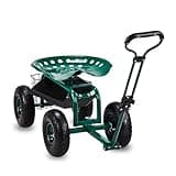Outvita Rolling Garden Work Seat with Wheels, Garden Scooter with 360 Degree Swivel Seat & Extendable Handle & Tool Tray, Gardening Stool for Planting(Green)