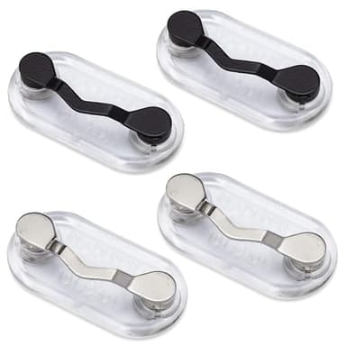 Readerest Magnetic Eyeglass Holders (4 Pack) Eyewear Accessory Clip for Readers & Sunglasses, ID Badge Clip for Conferences, USA Made (Black & Stainless Steel)