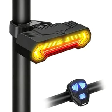 Vcwtty Smart Bike Tail Light, Wireless Remote Turn Signals with 120dB Audio Warning & Virtual Lane Projection, USB-C Rechargeable Rear Cycling Light, IP65 Waterproof Anti-Collision Safety Signal (1)