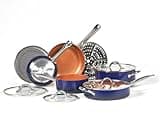 Copper Chef Quick-Cook 16-Piece Pan Set with CeramiTech Navy/Copper