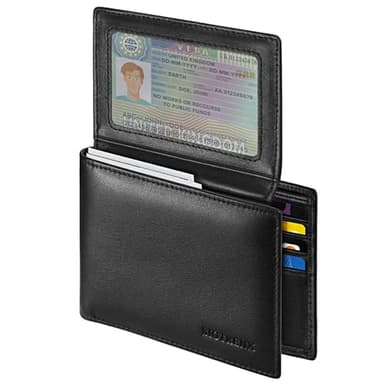 Sigtrenx Leather Wallets for Men, Genuine Leather Mens Wallet Bifold Rfid Blocking with 2 ID Windows (Black)