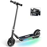 iScooter IK3 Electric Scooter for Kids Ages 6-12, 150W Motor, LED Display, 3 speeds Adjustable, Colorful Lights, Double Brake, Kids Electric Scooter with Magnetic Charging, Light Pink (Black)