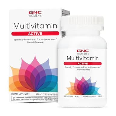 GNC Women’s Active Multivitamin Clinically Proven for Nutrition, Exercise Recovery, Energy Production, Bone Health, Beauty, Immune, Biotin, Iron, Zinc, 90 Caplets