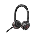 Jabra Evolve 75 MS Wireless Headset, Stereo – Includes Link 370 USB Adapter – Bluetooth Headset with World-Class Speakers, Active Noise-Cancelling Microphone, All Day Battery