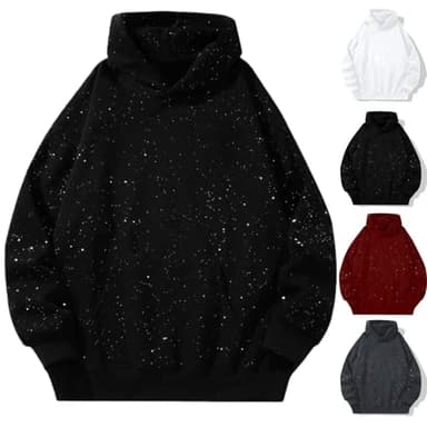 Sfascumop Looks Like Rhinestone Hoodie,Glitter Sparkle Hoodies Y2K Aesthetic Bedazzled Bling Hoodie with Pockets Women Men Sweatshirt Pullover for Teens Girls Boys * Black Medium