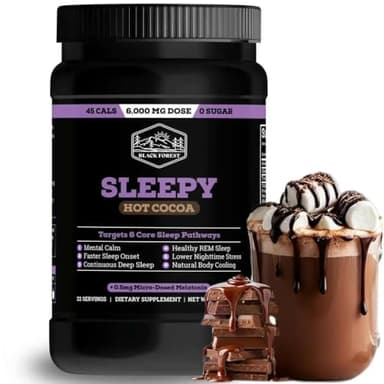 Black Forest Sleepy Hot Cocoa - Magnesium Hot Chocolate Sleepy Cocoa Sleep Powder for Adults with Melatonin & L-Theanine - Natural Sleep Drink Mix for Deep Sleep & Relaxation, Sleep Powder 22 Servings