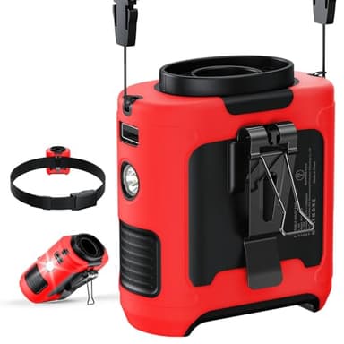 2026 Upgrade Portable Waist Fan Clip on 10000mAh Body Wearable Belt Clip Fan Undershirt Personal Cooling Neck Fans with 5 Speeds Flashlight&Power Bank 40H Cooling For Outdoor Camping Travel (Red)