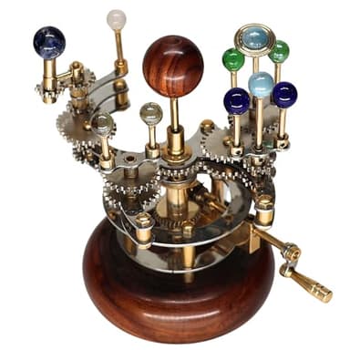 Cosmos Museum Luxury Vintage Brass Orrery – Exquisite Brass Planetary Gear Mechanism | Astronomical Desk Ornament | Solar System Model (8" Mercury, Venus, Earth, Mars, Uranus & Moons)