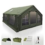 Coody 17.2 | Rbm Outdoors Koala-7 Inflatable Tents for Camping with Stove Jack, 2-10 Person Luxury Canvas Blow Up Tent, 2 Room, Easy Setup Casa de Campaña Inflatable House with Pump (Khaki, Large)