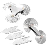 5 Pcs Thread Pitch Gauges Measure Tool Set,Stainless Steel Thread Gauges 3 Pcs 55 & 60 Degree Metric System Centre Gage + 51Pcs America SAE Type + 52 Pcs Metric & America SAE Type & British Whitworth