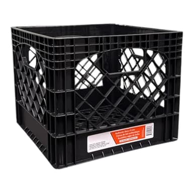 16QT Heavy-Duty Plastic Milk Crate Black with Built-in Handles