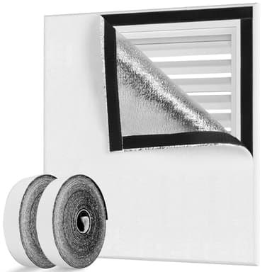 UNIFAMILY 48 x 36" Attic Fan Cover with Sticky Self-Adhesive Hook and Loop Tape, Aluminum Attic Ceiling Insulation Shutter Cover, Attic Ceiling Fan Shutter Seal Cover