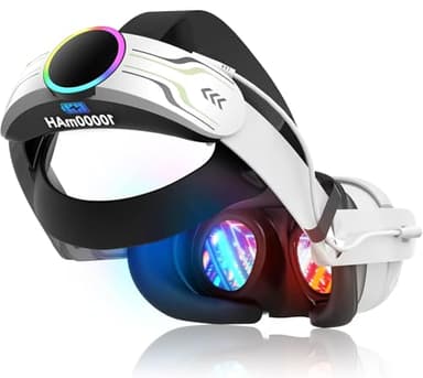 RGB Head Strap for Oculus/Meta Quest 3/3s Head Strap with Battery 10000mAh Pack for Extended 8 Hrs of Playtime, Fast Charging VR Power, Adjustable Elite Strap Enhanced Support and Balance in VR